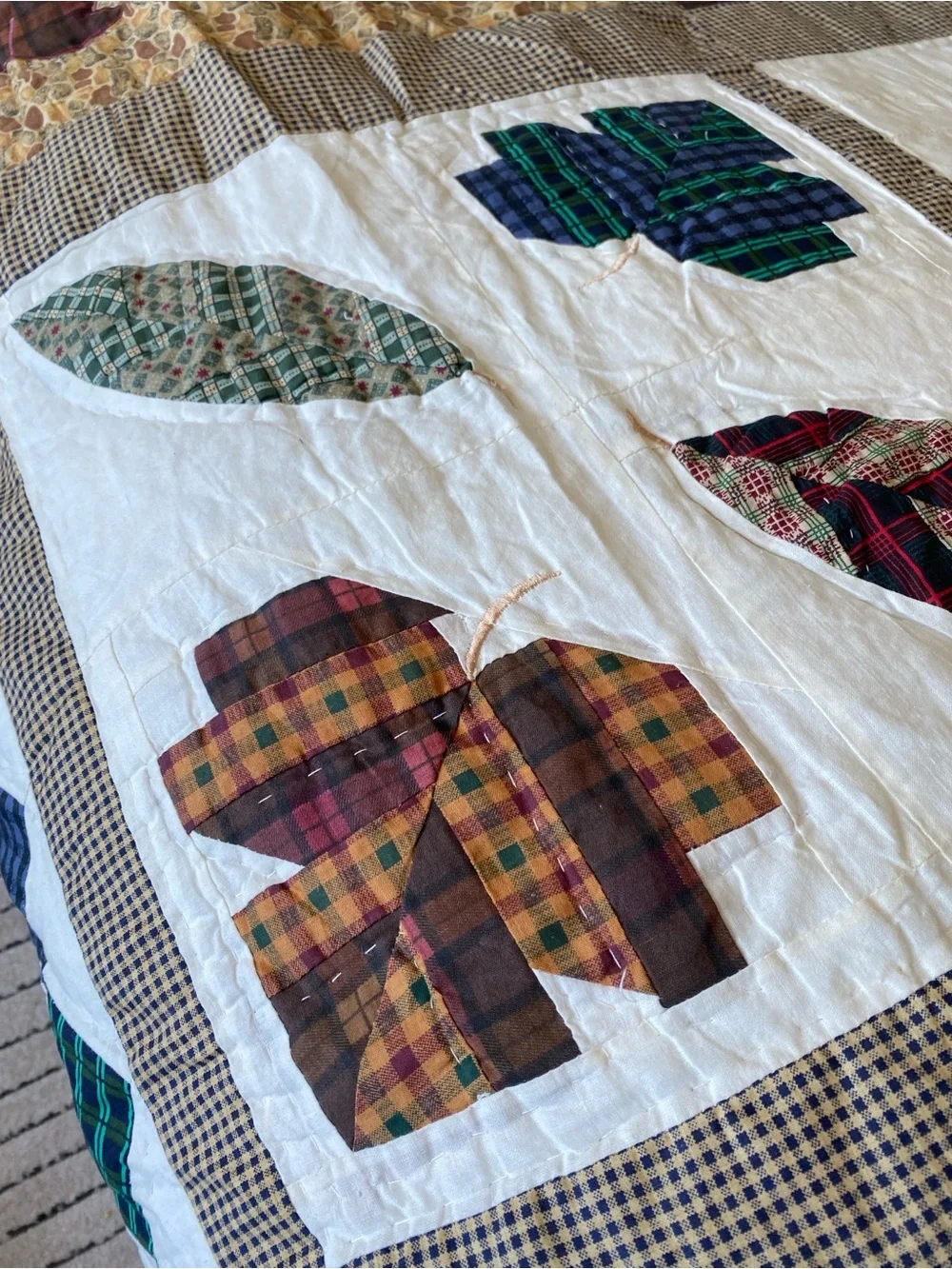 Mennonite HandMade Rustic Lodge Cabin Quilt Queen Pine Tree Patchwork Bedding